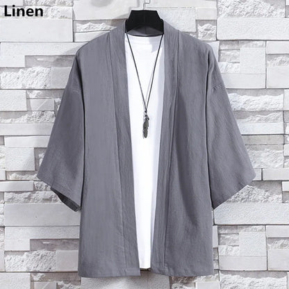 Kimono Court Mixte en Coton et Lin