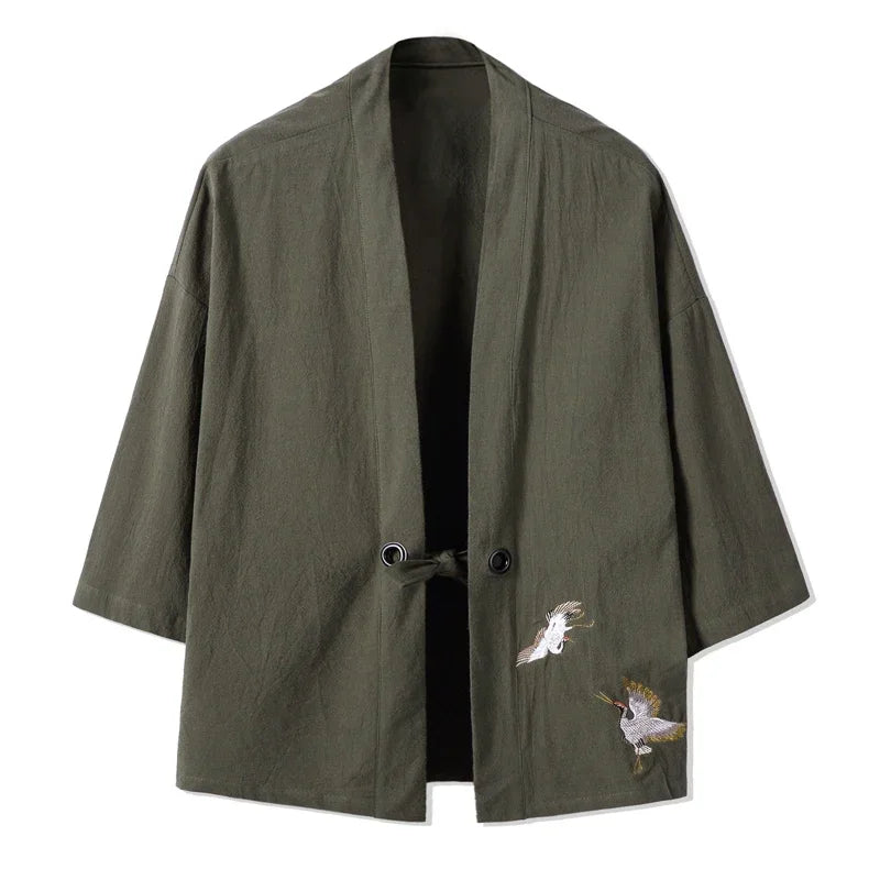 Kimono Court Homme Casual en Coton et Lin