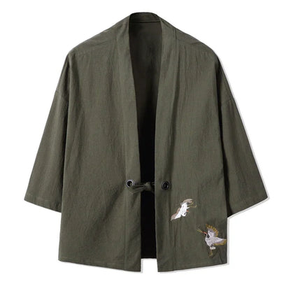 Kimono Court Homme Casual en Coton et Lin