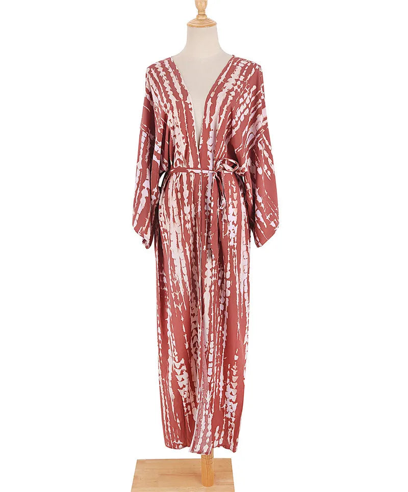 Kimono Long Femme Style Bohème- Motif Tie and Dye