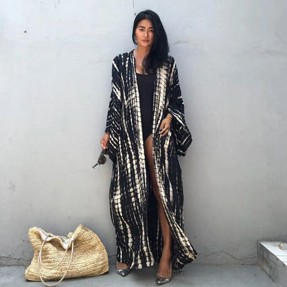 Kimono Long Femme Style Bohème- Motif Tie and Dye