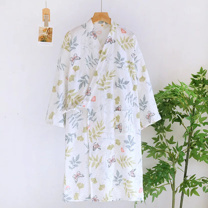 Kimono Mi-long Fleuri Femme en Coton - Confort & Style