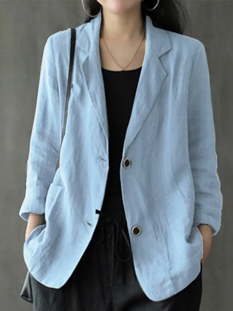 Blazer Léger Femme à Revers avec Poches