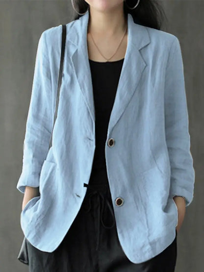 Blazer Léger Femme à Revers avec Poches