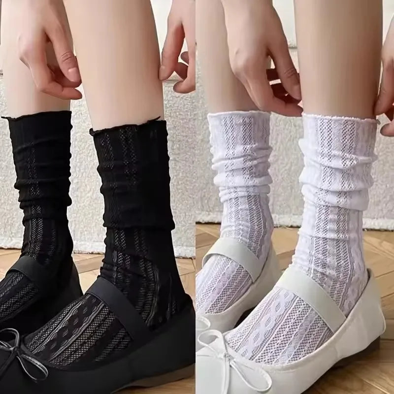Chaussettes fines en dentelle pour femme - Style japonais doux