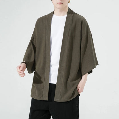 Cardigan Kimono Homme en Coton - Style Traditionnel Asiatique
