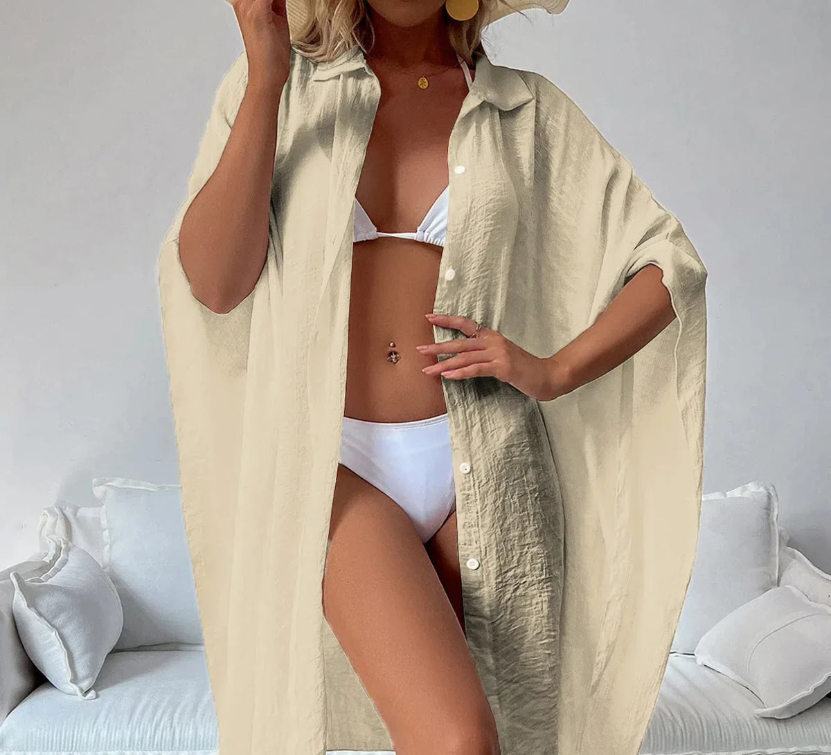 Kimono Chemise Femme Léger Style Plage - Taille Unique