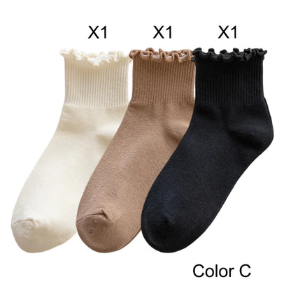 Lot de 3 Paires de Chaussettes Femme Coton Style Japonais - Confortables et Casual