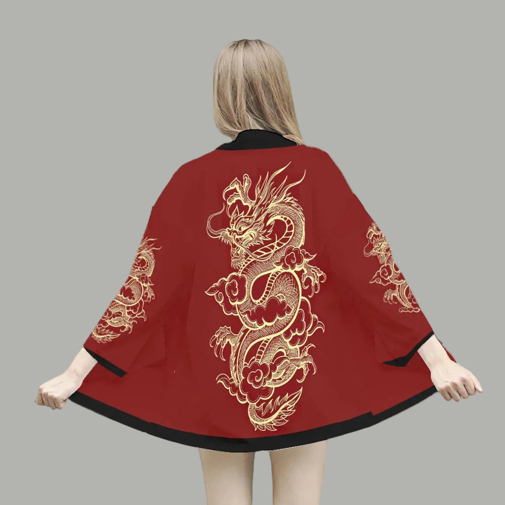 Kimono Court Mixte Imprimé Style Japonais