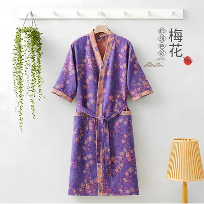 Kimono Mi-long Imprimé en Coton pour Femme