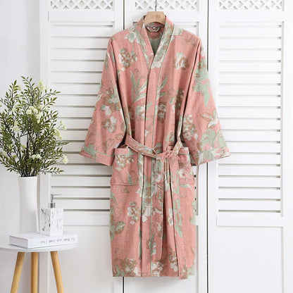 Kimono Mi-long Fleuri pour Femme en Coton - Confort et Style