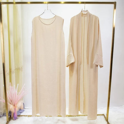 Ensemble Robe et Kimono Abaya Long Femme - Style Décontracté et Confortable