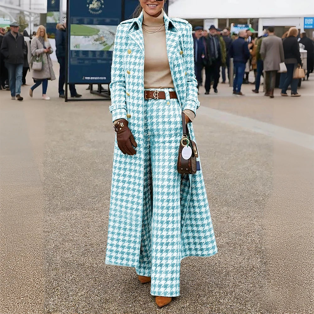 Ensemble Veste et Pantalon Pied-de-Poule Élégant pour Femme