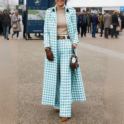 Ensemble Veste et Pantalon Pied-de-Poule Élégant pour Femme