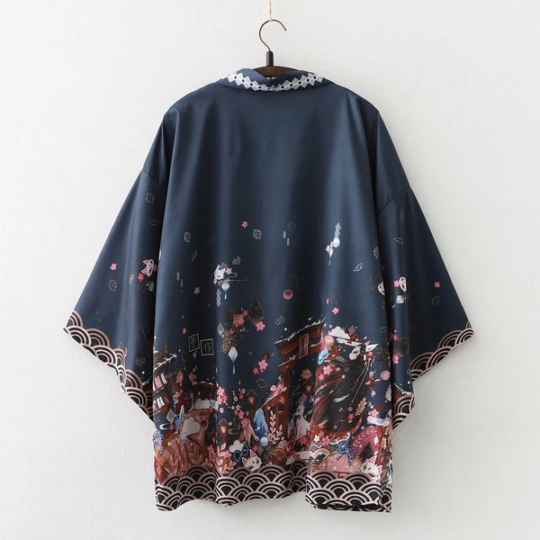 Kimono Court Léger Mixte Motif Japonais