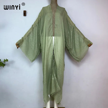 Kimono Long Bohème Imprimé pour Femme - Style Léger et Transparent