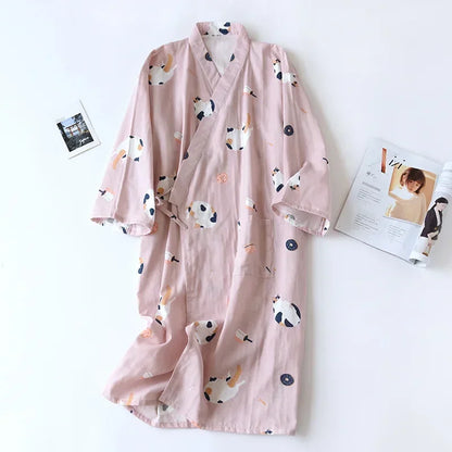 Kimono Chemise de Nuit en Coton - Motif Cartoon Doux
