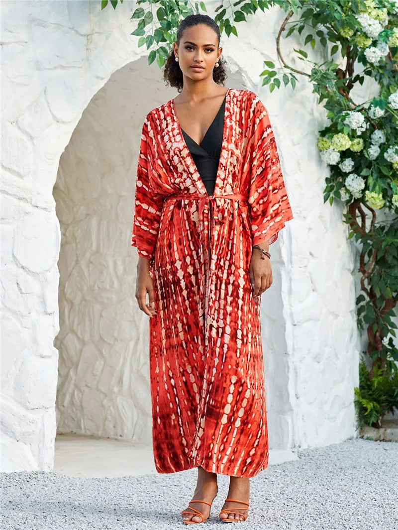 Kimono Long Femme Style Bohème- Motif Tie and Dye