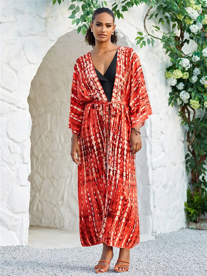 Kimono Long Femme Style Bohème- Motif Tie and Dye