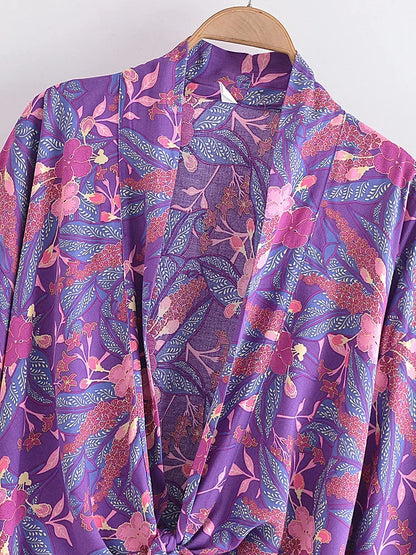 Ensemble Bohème Fleuri Femme : Haut et Pantalon Large