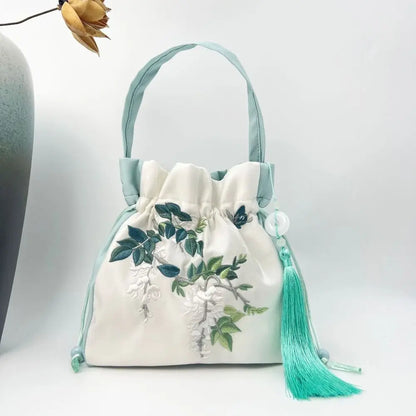 Sac à Main Bourse en Satin Fleuri - Chic et Polyvalent
