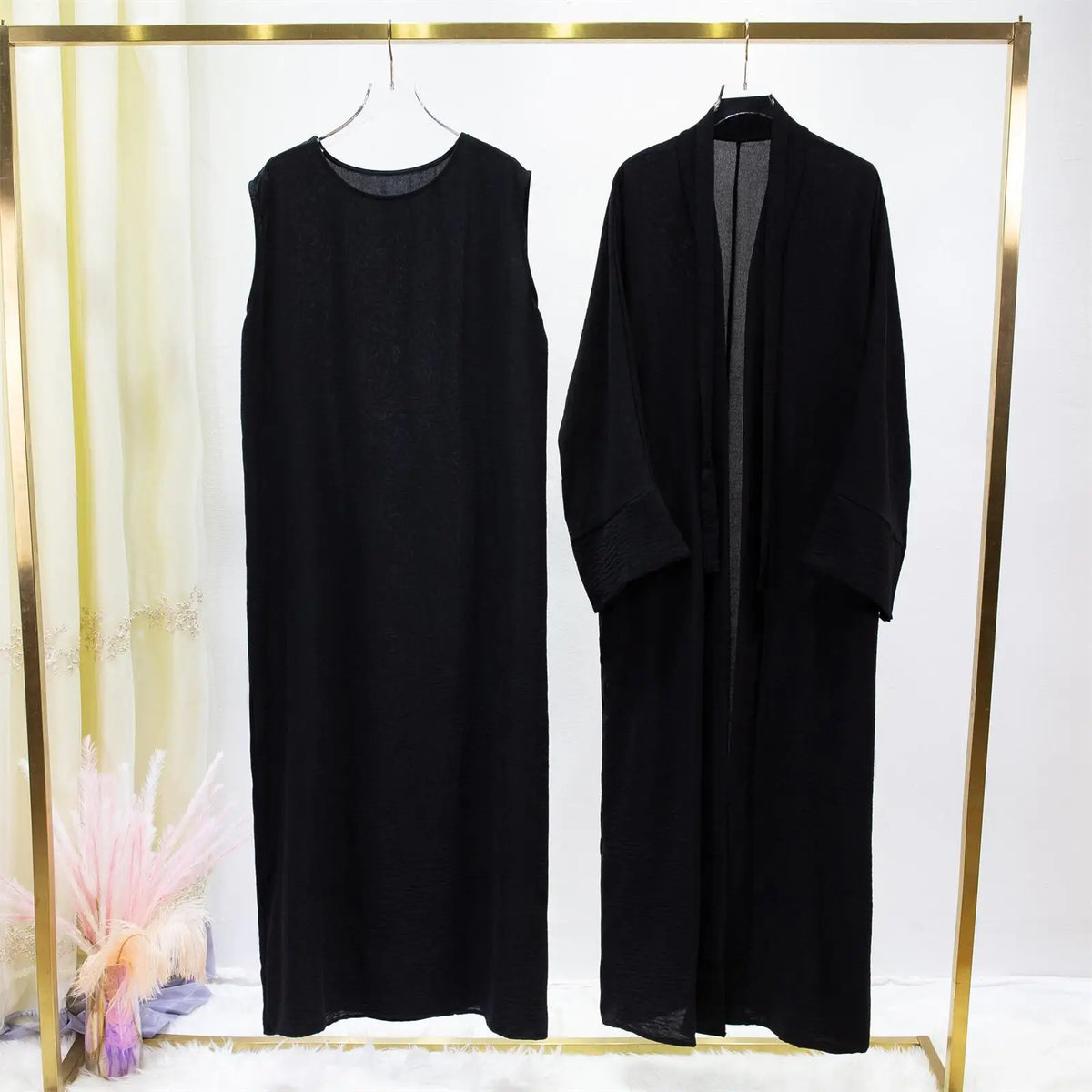 Ensemble Robe et Kimono Abaya Long Femme - Style Décontracté et Confortable