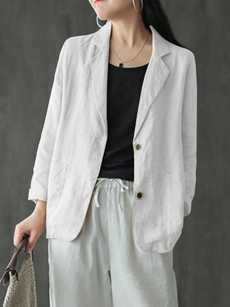 Blazer Léger Femme à Revers avec Poches