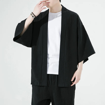 Cardigan Kimono Homme en Coton - Style Traditionnel Asiatique