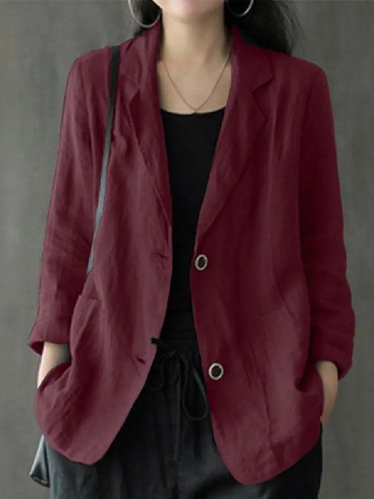 Blazer Léger Femme à Revers avec Poches