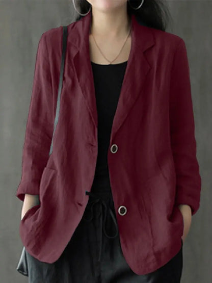 Blazer Léger Femme à Revers avec Poches