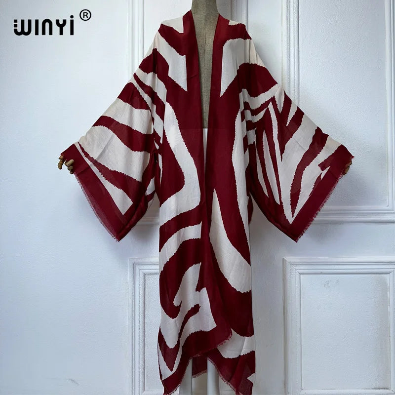 Kimono Long Imprimé Zèbre Femme - Style Bohème Chic