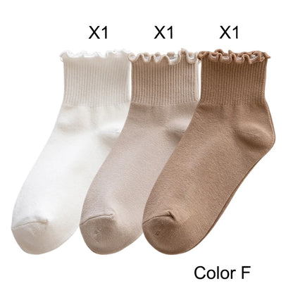 Lot de 3 Paires de Chaussettes Femme Coton Style Japonais - Confortables et Casual
