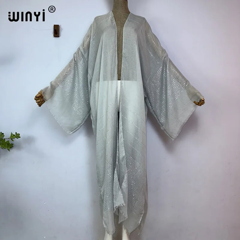Kimono Long Bohème Imprimé pour Femme - Style Léger et Transparent