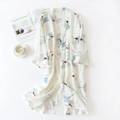 Kimono Mi-long Fleuri Femme en Coton - Confort & Style