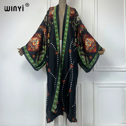 Kimono Long Bohème Imprimé Polyester Femme