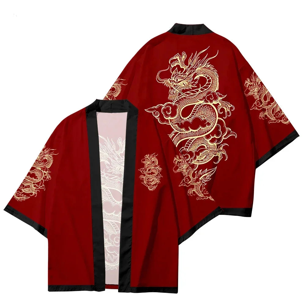 Kimono Court Mixte Imprimé Style Japonais