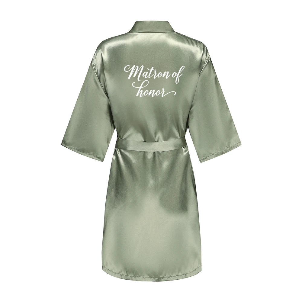 Kimono Mi-long Mariée en Satin Élégant - blanc ou vert