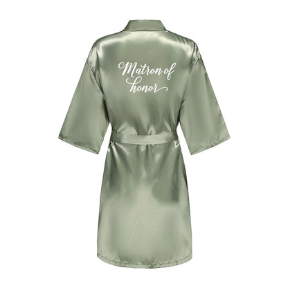 Kimono Mi-long Mariée en Satin Élégant - blanc ou vert