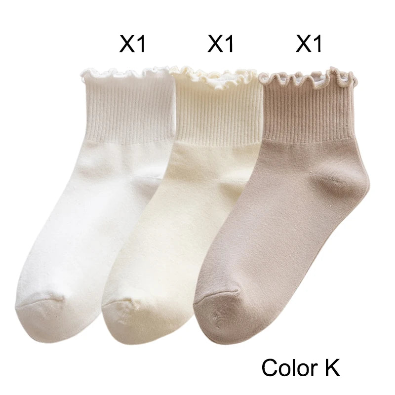 Lot de 3 Paires de Chaussettes Femme Coton Style Japonais - Confortables et Casual