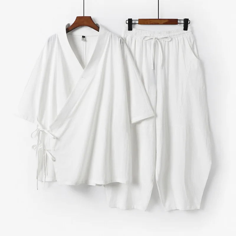 Ensemble Kimono et Pantalon Homme Style Japonais Vintage