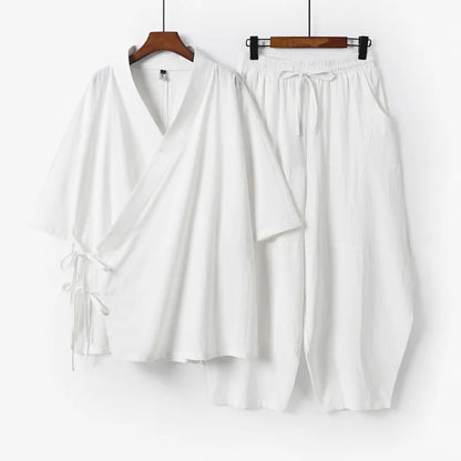 Ensemble Kimono et Pantalon Homme Style Japonais Vintage