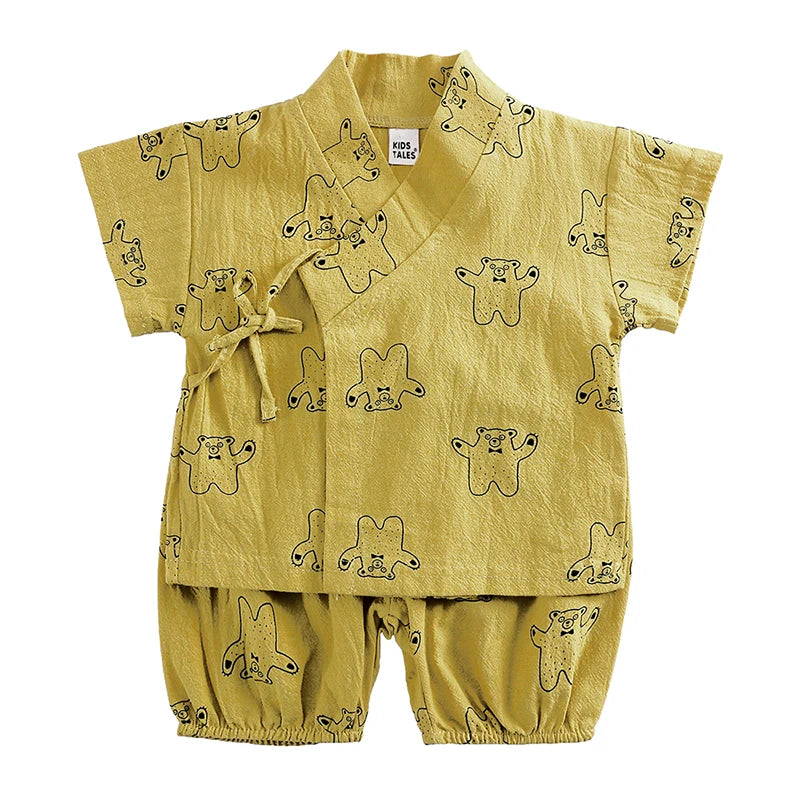 Pyjama Kimono Bébé en Coton Doux - Ensemble 2 pièces Été