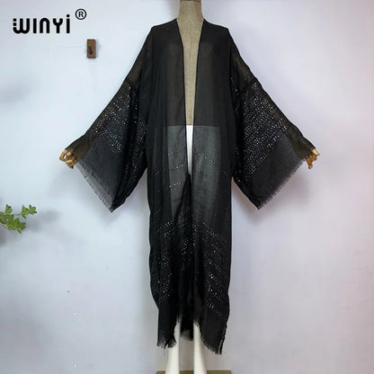 Kimono Long Bohème Imprimé pour Femme - Style Léger et Transparent