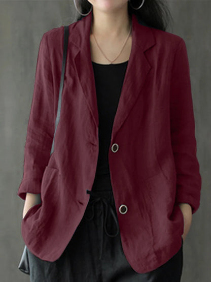 Blazer Léger Femme à Revers avec Poches