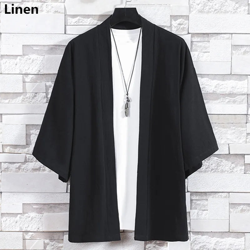 Kimono Court Mixte en Coton et Lin
