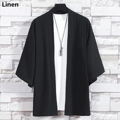 Kimono Court Mixte en Coton et Lin