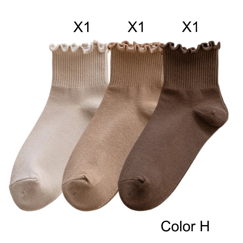Lot de 3 Paires de Chaussettes Femme Coton Style Japonais - Confortables et Casual