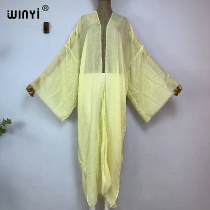 Kimono Long Bohème Imprimé pour Femme - Style Léger et Transparent