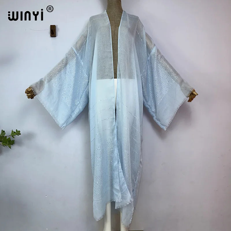 Kimono Long Bohème Imprimé pour Femme - Style Léger et Transparent