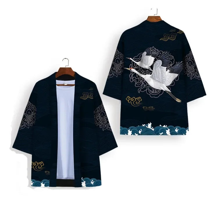 Kimono Court Unisexe Imprimé - Style Asiatique Moderne